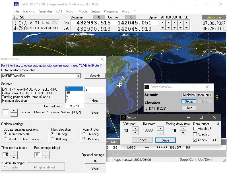 SatPC32 Rotor Setup